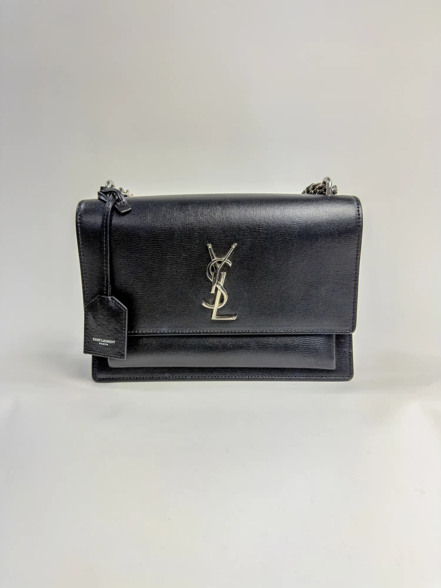 생로랑 선셋 체인 숄더백 미디움 블랙